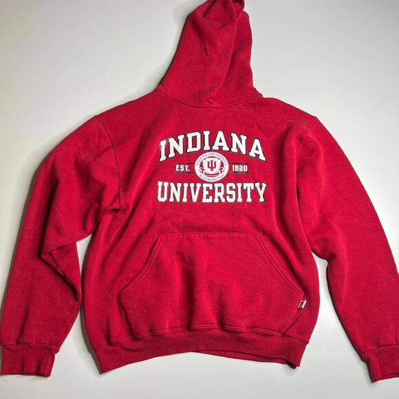 Indiana University Hoosiers Hoodie Russell Athletic Red Pullover Size S Small - Picture 1 of 7